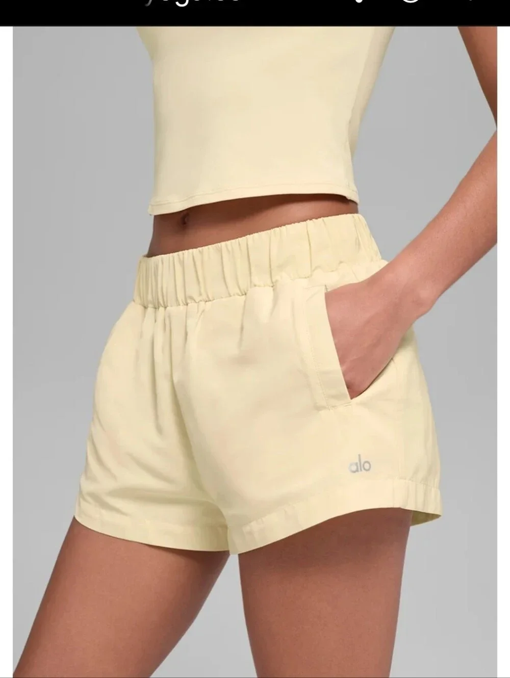 New ALO Yoga High-Waist Socialite Short - Candlelight Yellow L